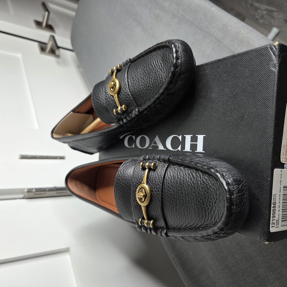 Coach Women's Crosby Black Pebbled Leather Driver Loafers Size 8 NWB - Picture 4 of 13